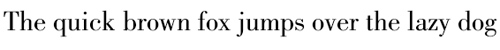 Text mit der Aufschrift „Der schnelle braune Fuchs springt über den faulen Hund“ in einer einfachen Serifenschrift.