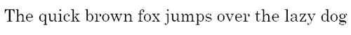 Der Text in Serifenschrift lautet: „Der schnelle braune Fuchs springt über den faulen Hund.“.