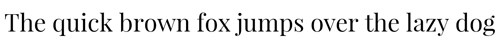 Text mit der Aufschrift: „Der schnelle braune Fuchs springt über den faulen Hund.