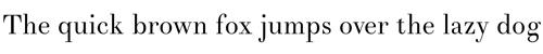 Text mit der Aufschrift „Der schnelle braune Fuchs springt über den faulen Hund“ in Serifenschrift auf weißem Hintergrund.
