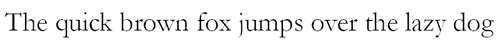 Das Bild zeigt den Text „The quick brown fox jumps over the lazy dog“ in einer Serifenschrift auf weißem Hintergrund.