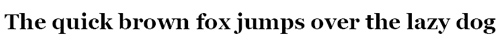 Text mit der Aufschrift „Der schnelle braune Fuchs springt über den faulen Hund“ in Serifenschrift auf weißem Hintergrund.