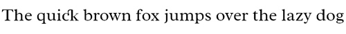 Text mit dem Satz: „Der schnelle braune Fuchs springt über den faulen Hund.“ Dieser Satz ist ein Pangramm, d. h. er enthält jeden Buchstaben des englischen Alphabets mindestens einmal.