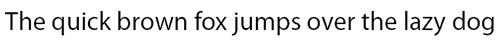 „Der schnelle braune Fuchs springt über den faulen Hund“ in einer einfachen serifenlosen Schriftart auf weißem Hintergrund.