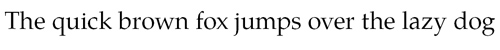 Text mit dem Satz: „Der schnelle braune Fuchs springt über den faulen Hund“ in Serifenschrift auf weißem Hintergrund.