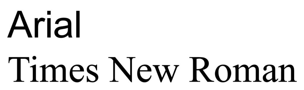 Das Bild zeigt die Wörter „Arial“ und „Times New Roman“ in ihren jeweiligen Schriftarten und verdeutlicht so den unterschiedlichen Stil der einzelnen Schriftarten.