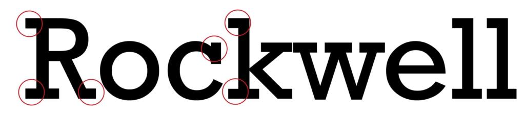 Serifenbetonte Schriftart "Rockwell"