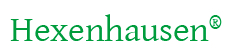 Das Bild zeigt „Hexenhausen“ in grüner Schrift, begleitet von einer eingetragenen Marke und einem Copyright-Zeichen.